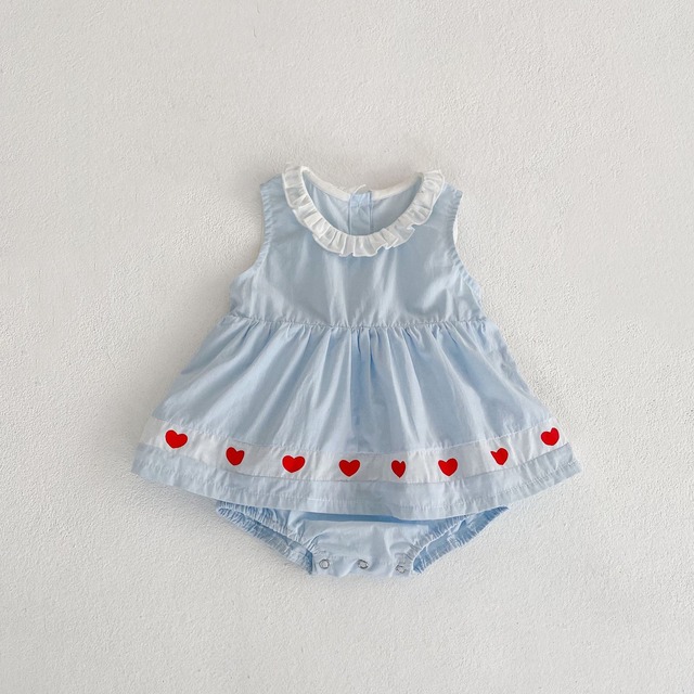 【BABY】ハートポイントフリルノースリーブロンパース - 15
