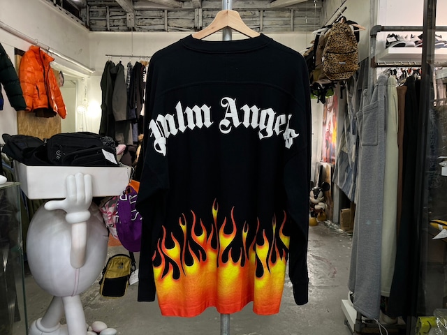 PALM ANGELS BURNING LOGO OVER LS TEE BLACK SMALL 43283