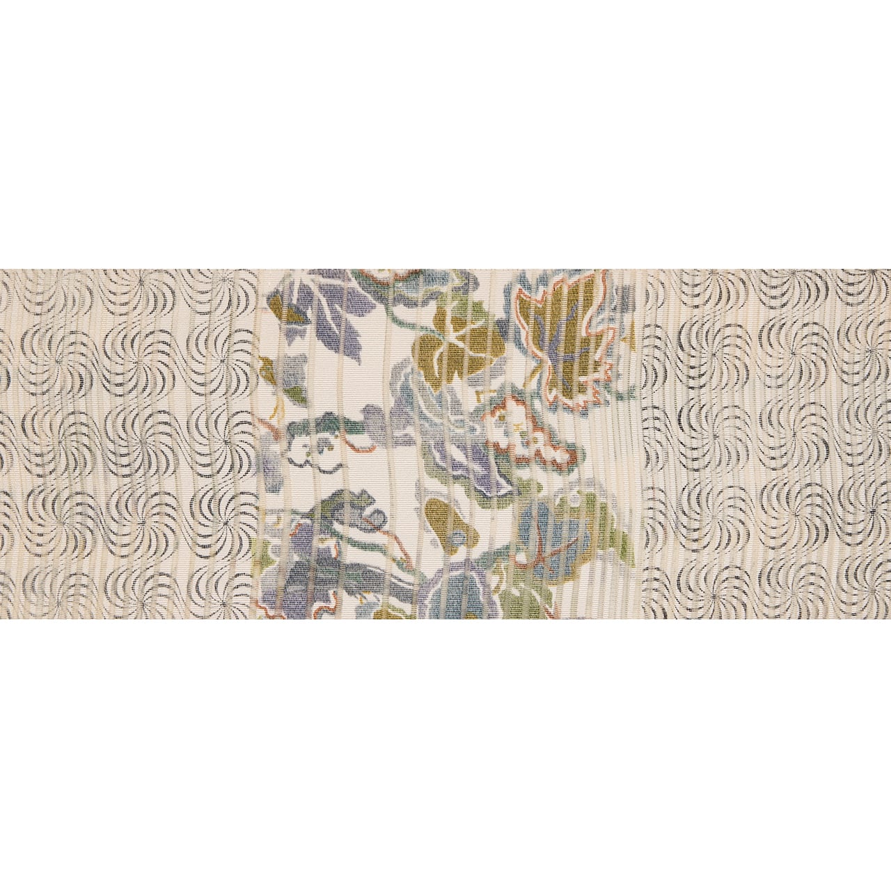 市松取に葡萄蔓と渦巻きの模様 絽 八寸名古屋帯【未着用品】 | かわの屋
