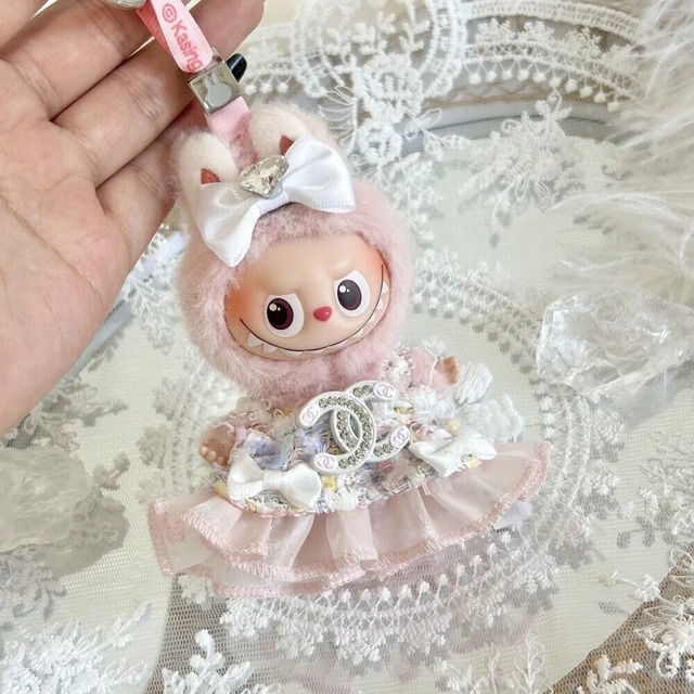 ✨夢のかわいさ✨ 4.0Labubu専用 10cm ピンク系お姫様ワンピースセット とろけるような可愛さ ドレスアップぬいぐるみ服