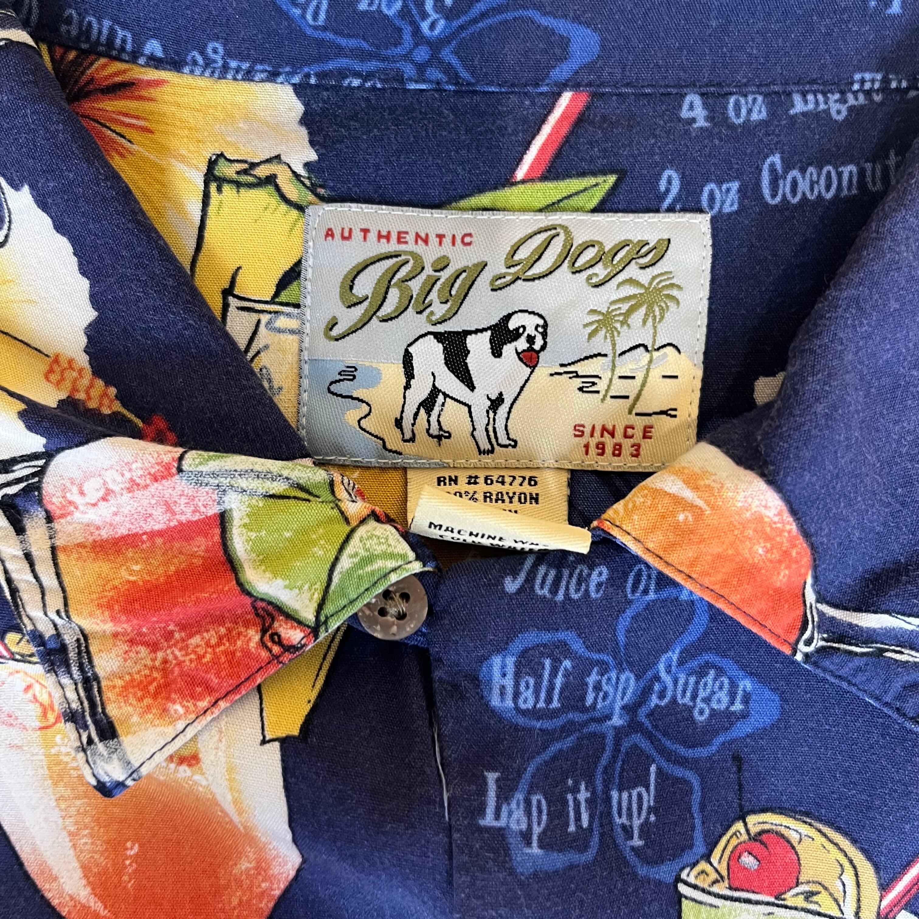 ☆BIGDOGS レーヨン ハワイアンシャツ アロハシャツ 総柄 ビッグ