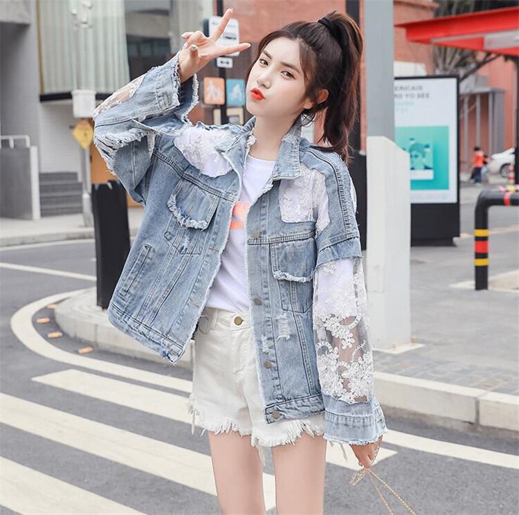 超人気◆ins話題 レース レーヨン 刺繍 デニム 縫付 日よけします トレンド 新品 デザインセンス