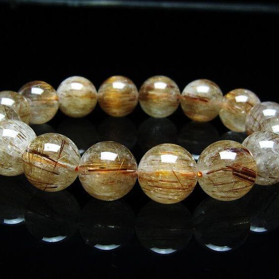 キャッツアイルチルクォーツ ブレスレット 13mm ルチルクォーツ ブレス 一点物 メール便可 [M便 1/10] 111-45859