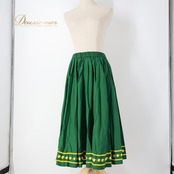 フォークダンス 衣装 スカート グリーン系 チャコット Chacott 緑 黄 チロリアン チロルスカート カントリー 落ち着いた色 シック ダンス衣装 シンプル ふんわり かわいい イベント 練習 レッスン イエロー系