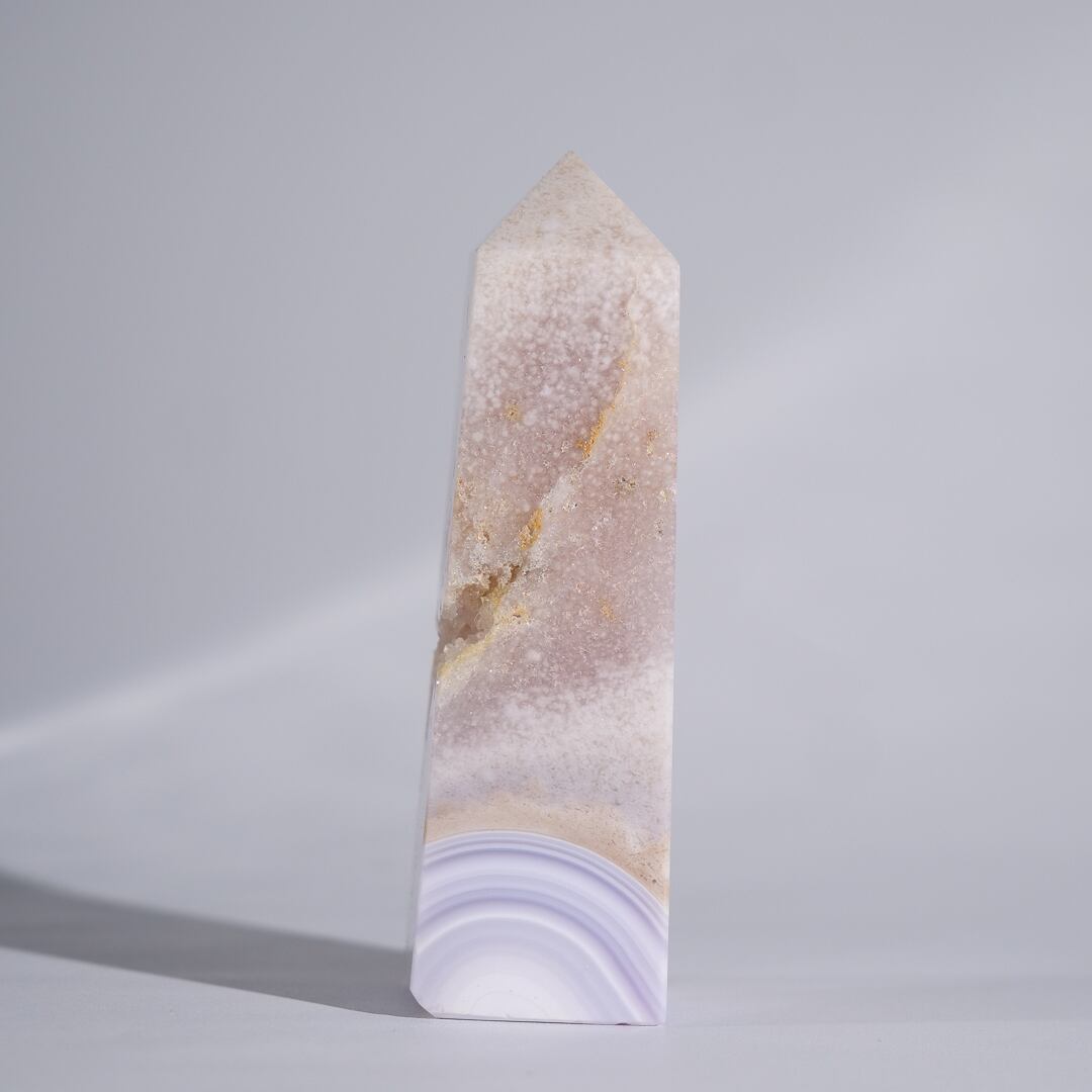 ★★★破格特価【 美しい ブルー レース アゲート アメジスト 】 ピンク アメシスト アメジスト ブルーレースアゲート / タワー