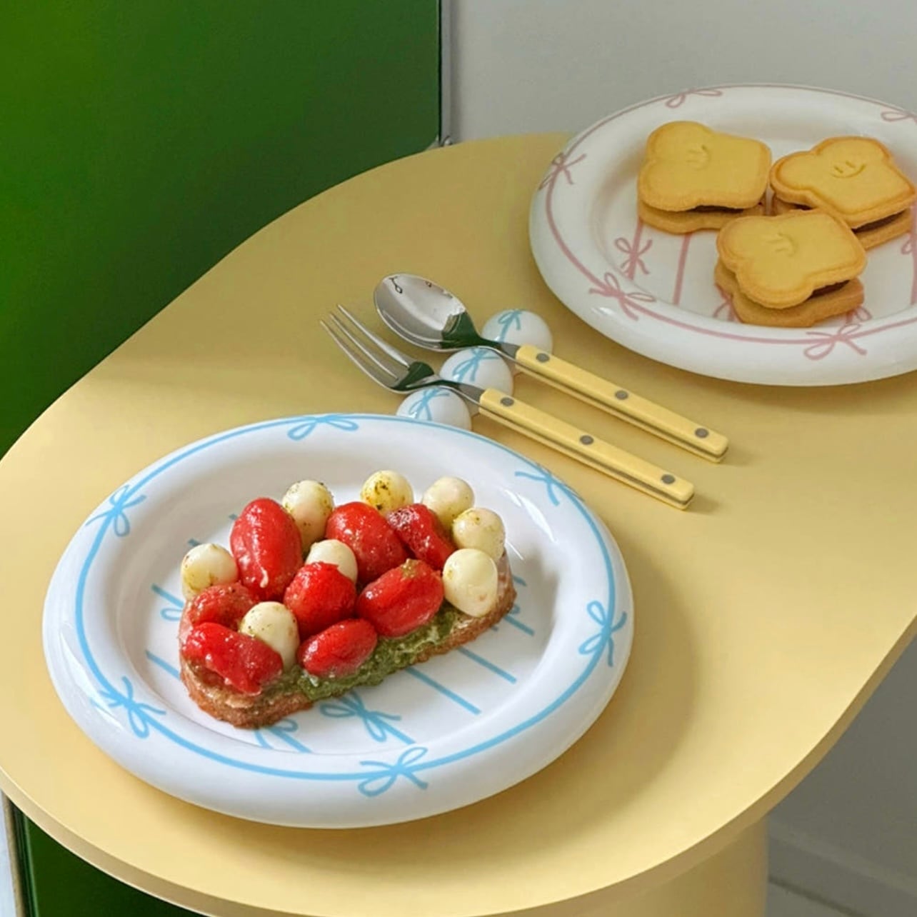 SET】ribbon plate cutlery rest set 2colors / リボン プレート