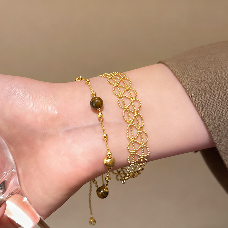 ZJ金色のレース虎目石ブレスレット 2点セット