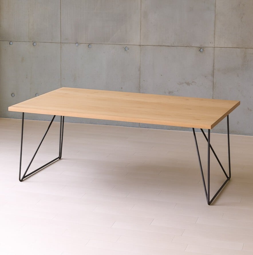 ダイニングテーブル 180 無垢天板 アイアン脚 オーク 無垢材 天然木