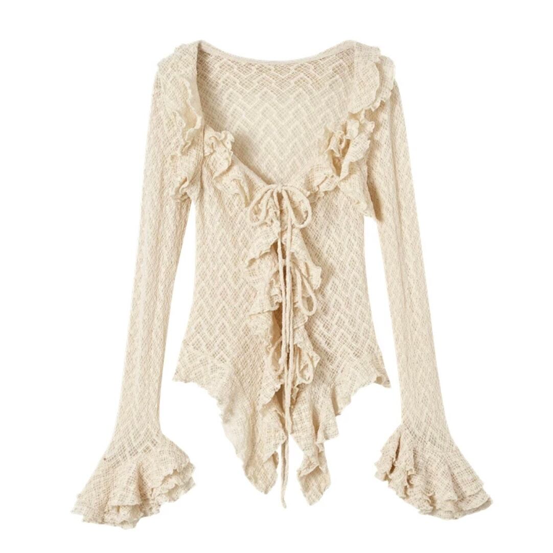 NO ROMANCE] Vintage Pure Frill Lace Flared Sleeve Shirt | BYORI