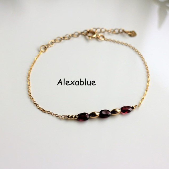 ２Way　ガーネット ブレスレット・アンクレット K14GF　１月誕生石 garnet bracelet