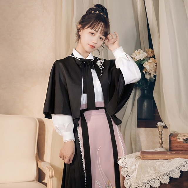 【現品限り】華ロリ セットアップ 3点セット ジャケット シャツ スカート 刺繍 漢服