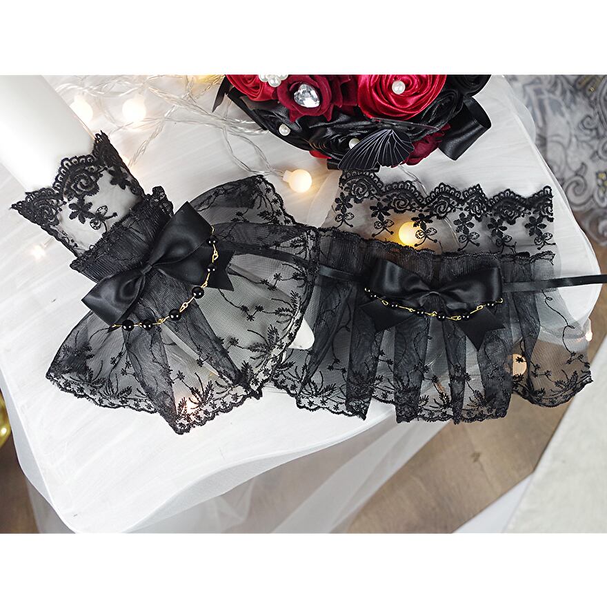 サブカル 服 地雷系 通販 聖者とアリア 付け袖 ブライダルドレス ホワイトロリータ ゴスロリ 豪華 高級 Dressy ネックギャザー レース シアー トランペットスリーブ イベント パーティ