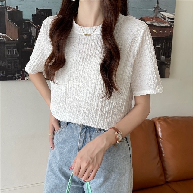 トップス Tシャツ カットソー レディース 半袖 クルーネック 薄手 きれいめ シンプル 大人 おしゃれ 大人女子 無地 春 夏  デート お出かけ 休日 旅行 普段使い 体系カバー 送料無料 M L XL ゆったり サイズ ホワイト ブラック ブルー カーキ