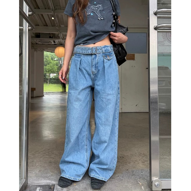 belt-design tuck denim　ベルトデザインタックデニム　J2098