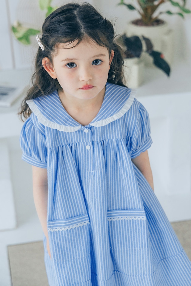 セーラーストライプワンピース〈Blue〉