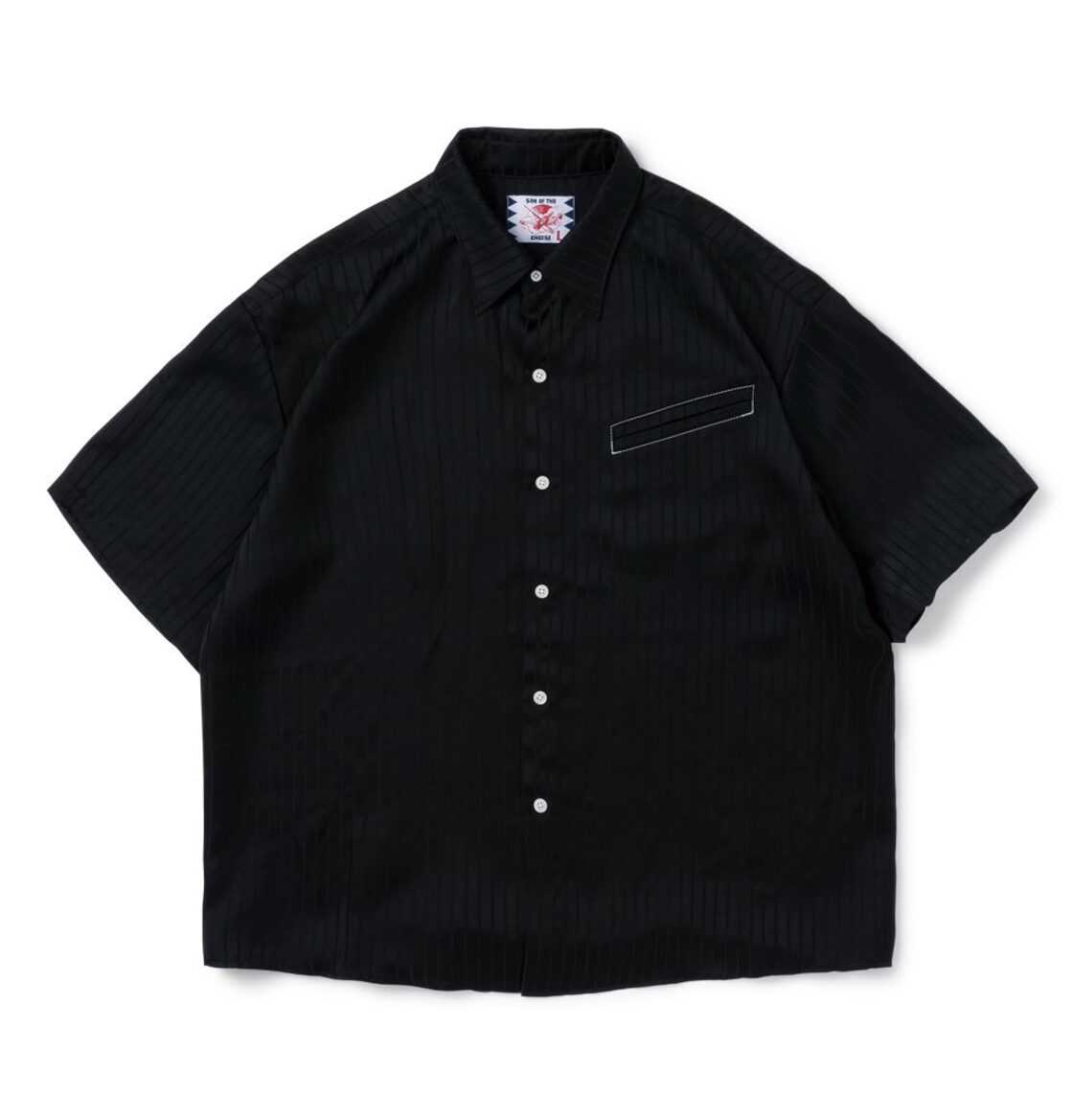 SON OF THE CHEESE サノバチーズ Satin Stripe Shirt(BLACK) SC2310 