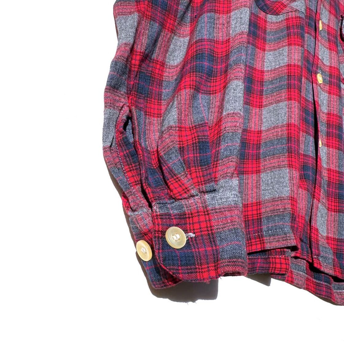 TOWNCRAFT - Penneys] Vintage Open Collar Rayon Shirt [1960s 