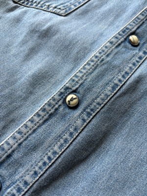 “WRANGLER” Band collar denim shirt