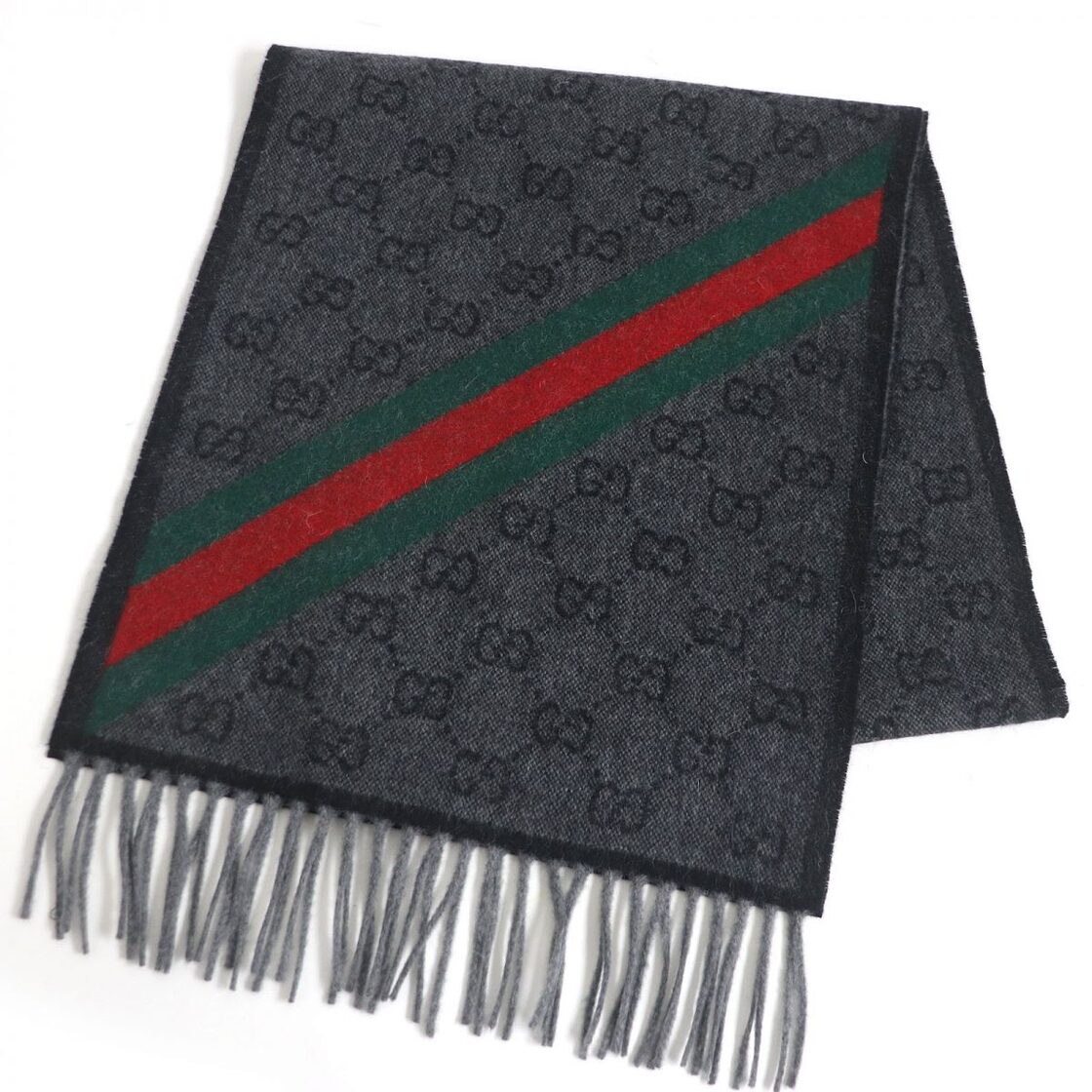 極美品□GUCCI/グッチ 570603 GG総柄 ウェブライン ウール×アルパカ  