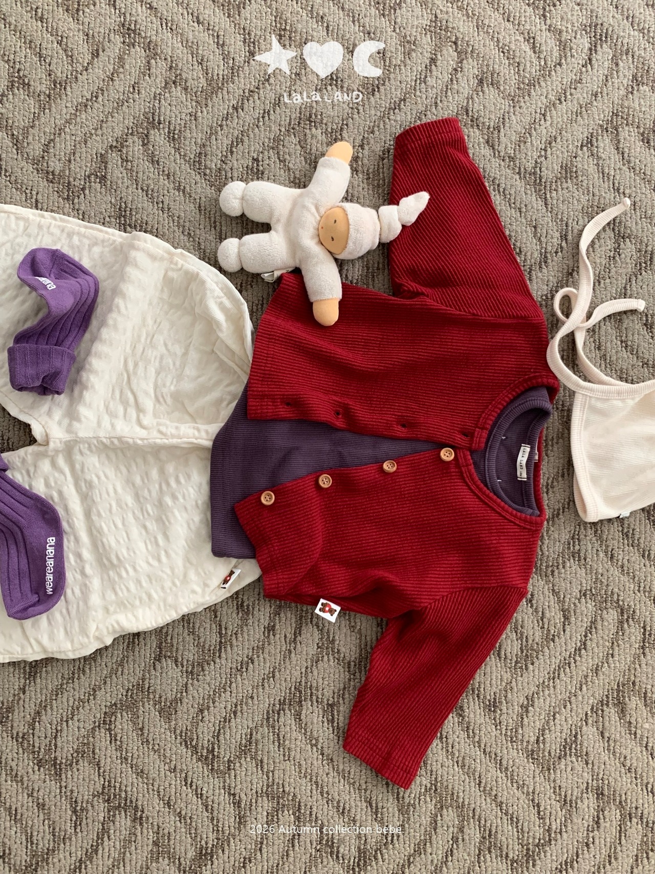 韓国子供服 / LALALAND / 26Autumn / ベベマカロン リブTシャツ / 秋服 / ベビー *6M~18M*