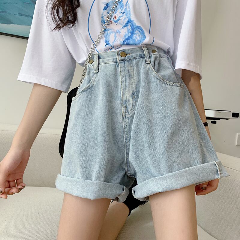 カラーハイウェストウェストショーツ レディースサマールーズワイドレッグパンツ Aライン 夏物 ブルマー ワイドパンツ スーパーモール537854022