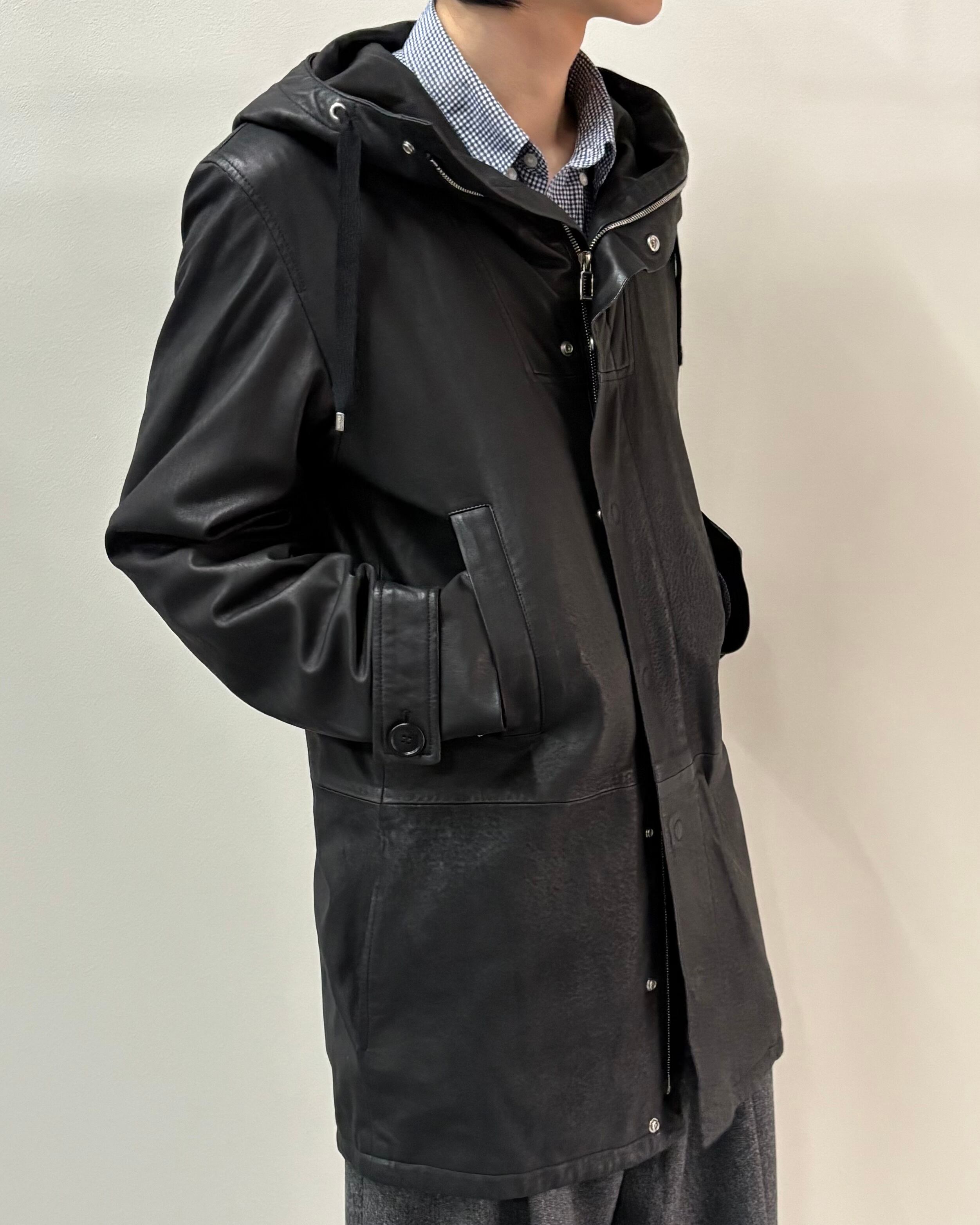 2012AW/Dior homme by Kris Van Assche】hooded leather zip jacket