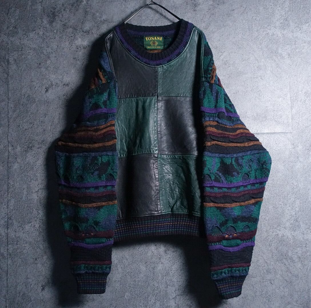“TOSANI” Multicolor 3D & Leather Switching Design Knit