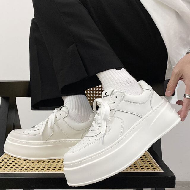 【予約販売】スニーカー 厚底 ダッド メンズ スニーカー シンプル 靴 白 ホワイト シック お洒落 カジュアル ストリート 24cm/24.5cm/25cm/25.5cm/26cm/26.5cm