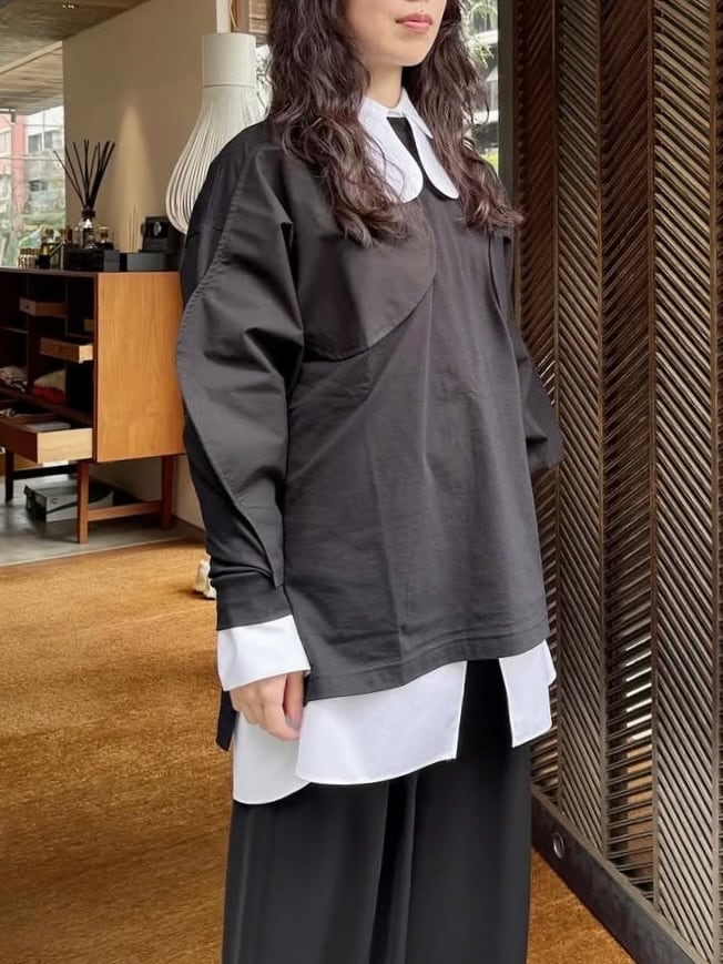 エンフォルド APPLIQUE LONG-SLEEVES T-SHIRT ブラック 25SS】ENFOLD エンフォルド / APPLIQUE LONG-SLEEVES T-SHIRT