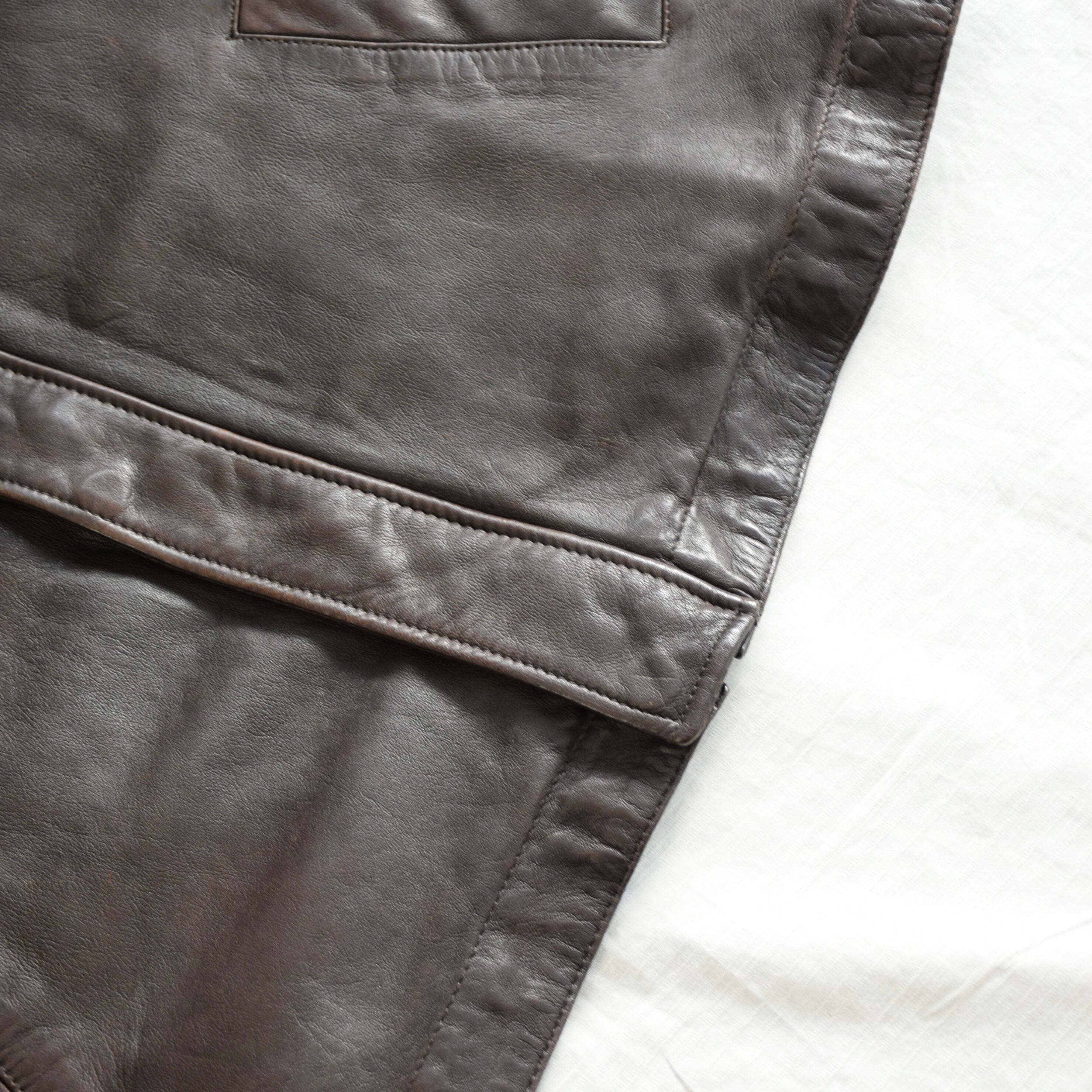 MERONA レザージャケット メンズ XL ブラウン ミドル丈 古着