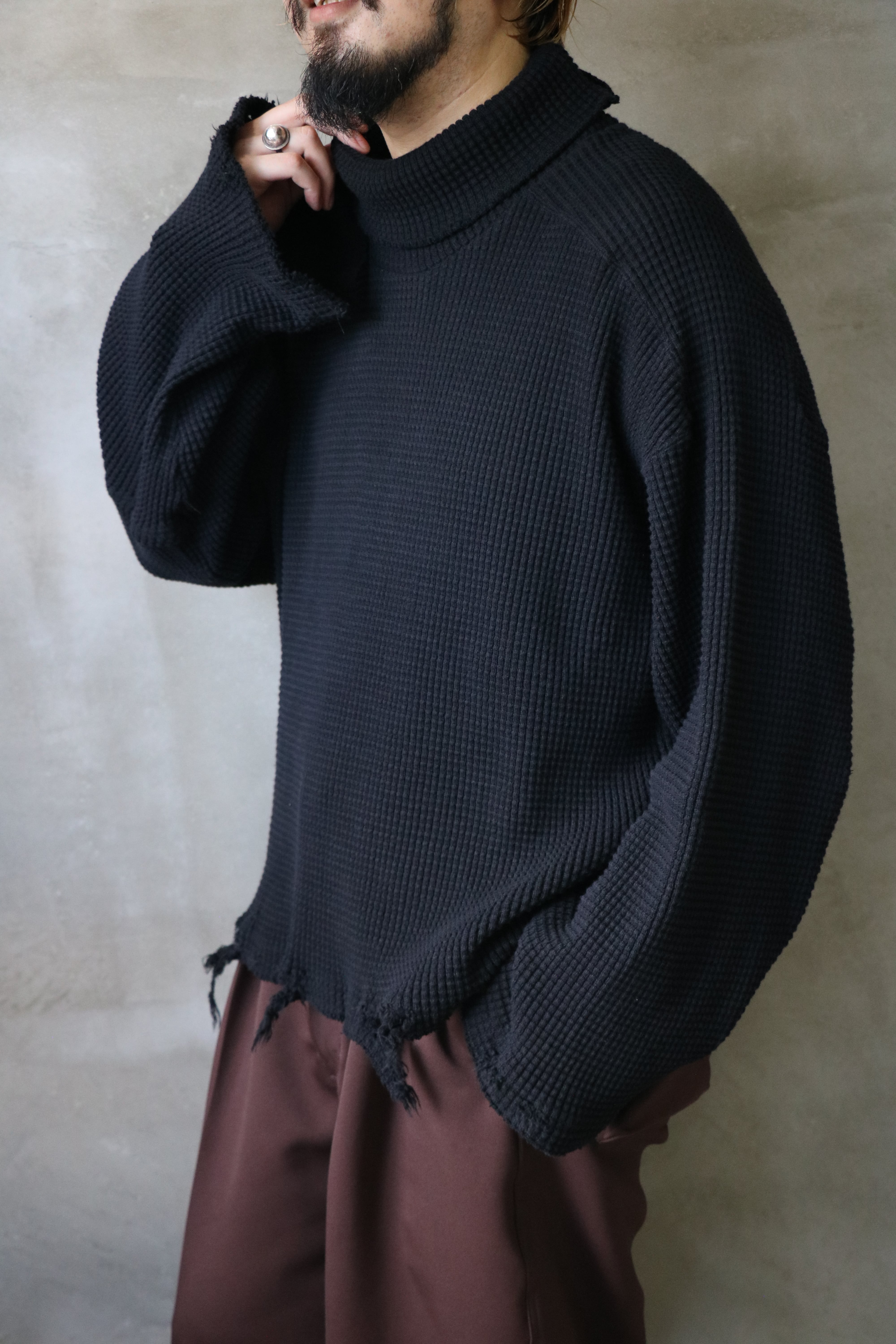 Restock】Ancellm / HEAVYWAFFLE DAMAGE LS T-SHIRT / ANC-CT73 