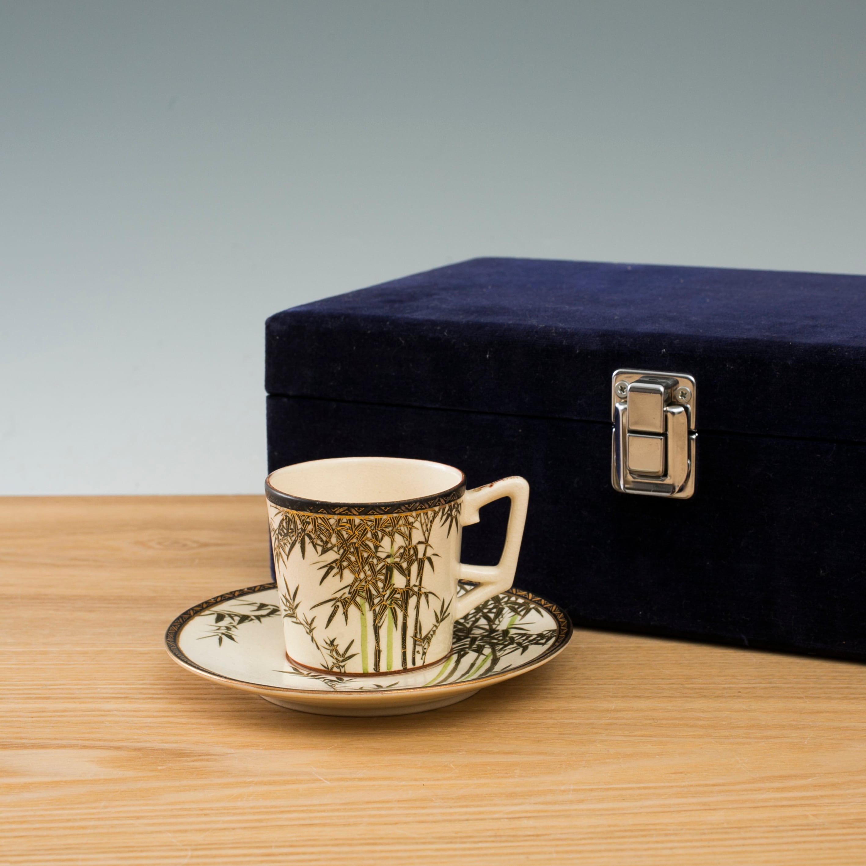 薩摩焼 カップ＆ソーサー デミタス コーヒー 竹図 アンティーク 日本古