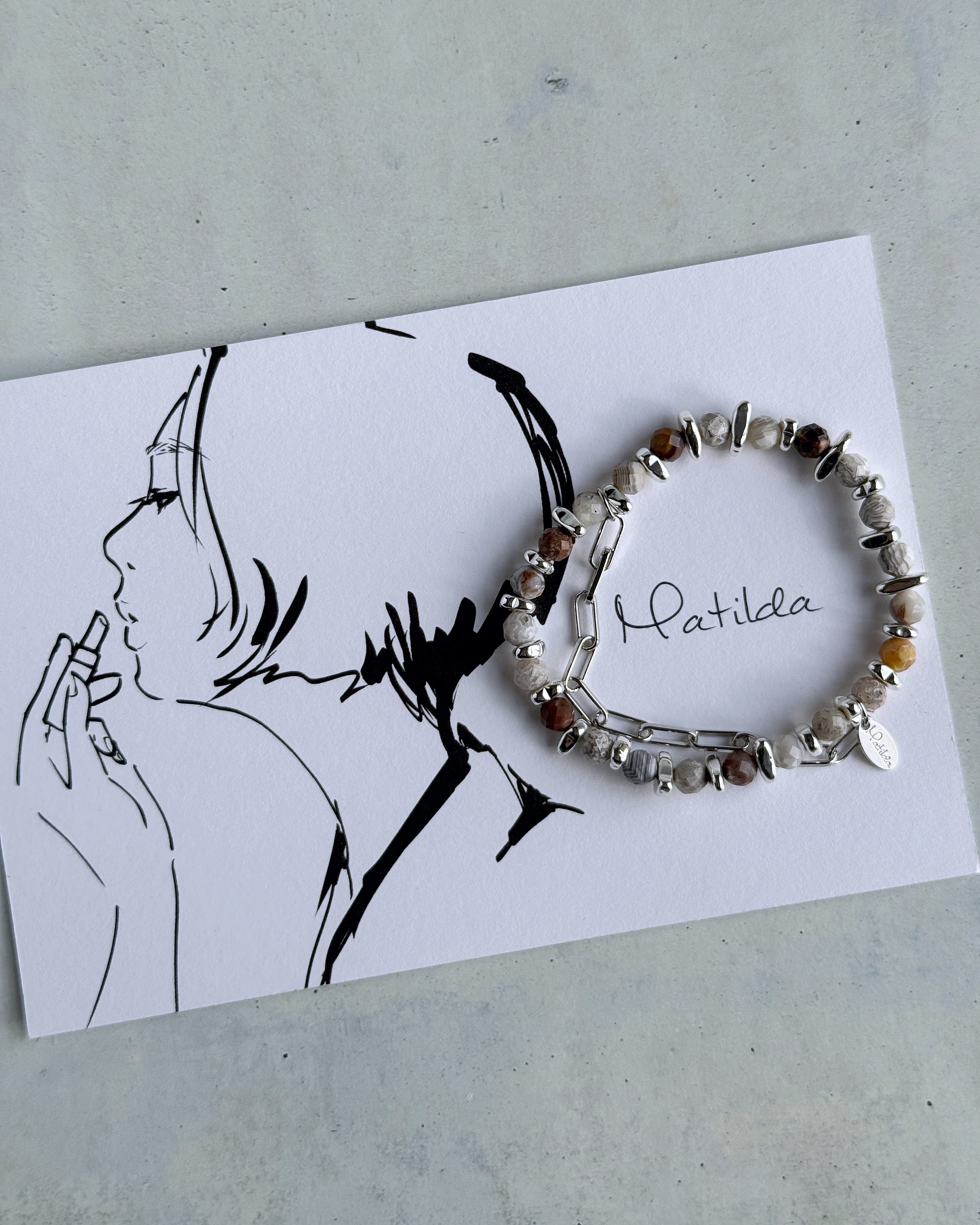 Chain & stone bracelet(ラグナレースアゲート)