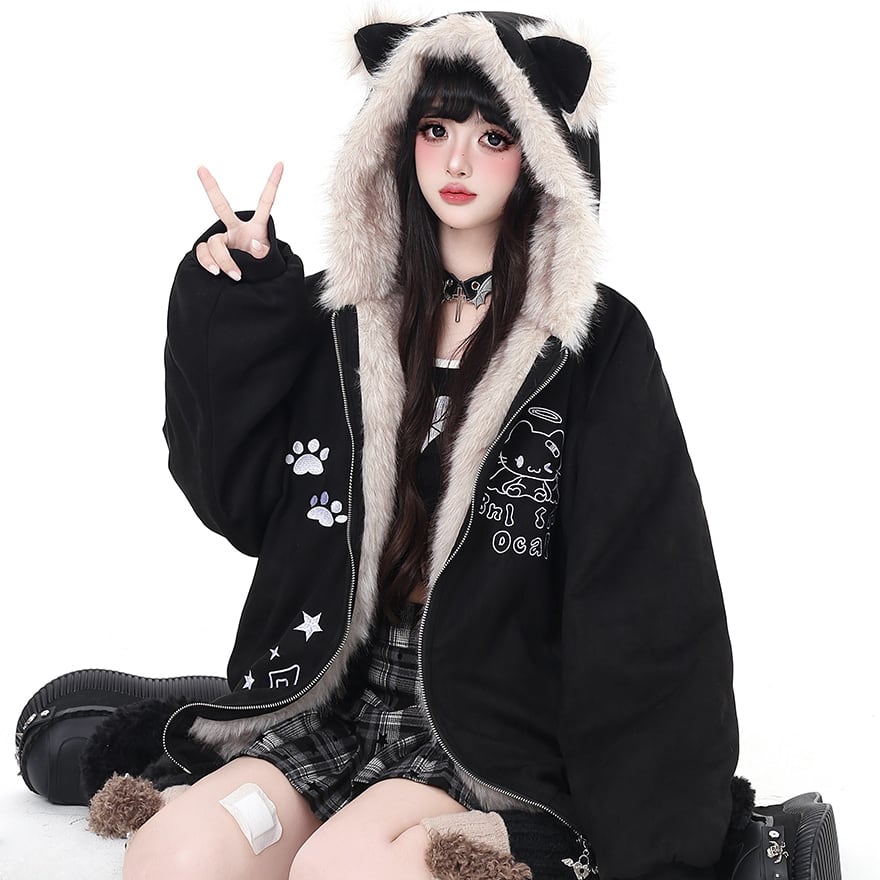 地雷系 萌え系 猫耳フーディ オタク系 スエード モフモフ系 パンク 原宿ファッション