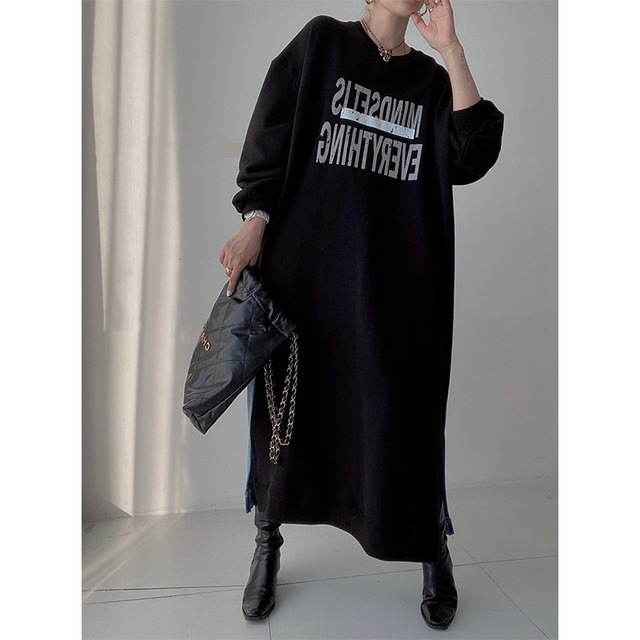 sweat switching denim dress　10361