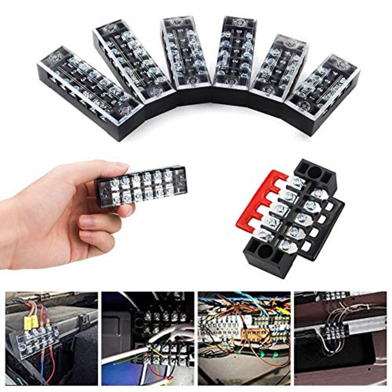 YFFSFDC 固定端子台 組端子台 600V 15A 2列型 極数4 極数5 極数6 2色絶縁圧着端子セット付属