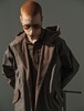 POSTELEGANT “ Cotton OX Hooded Short Coat ( Grey x Brown )”