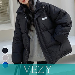 エコダウンジャケット 防寒防風中綿コート スタンドネック フェイクダウンコート ロゴ付きあったかいアウター カジュアル ブルゾン 体型カバージャンパー アウター コート ジャケット VEZY ベジー ItemNo.【18335054 】