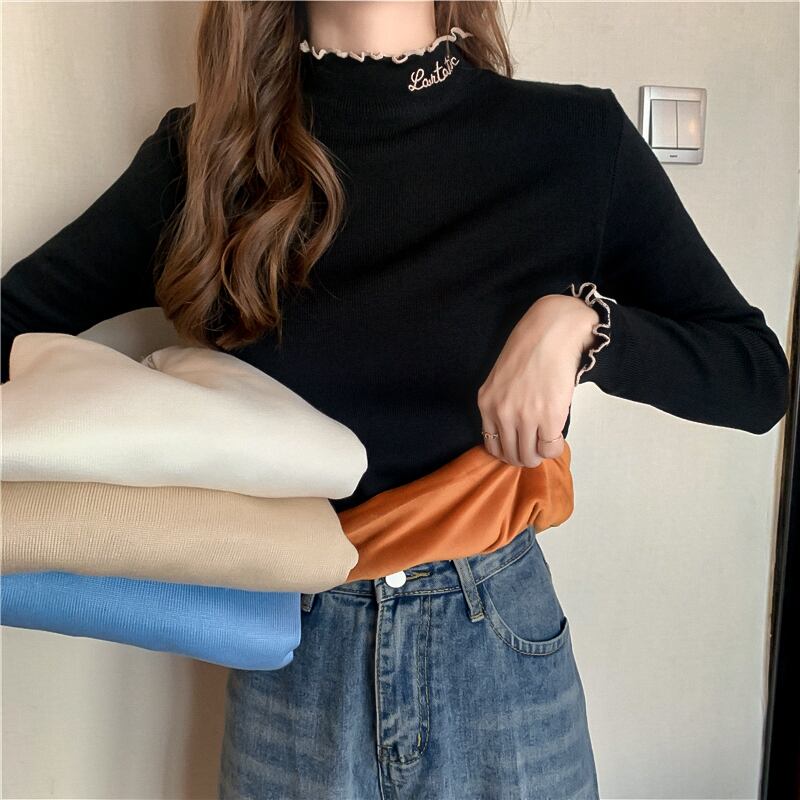 スタイルベルベットニットセーター スリムシャツ レッド 刺繍 オータム 秋物 ウィンター 冬物 YY-ファッション44708445028