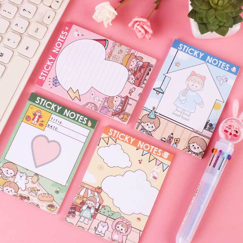 韓国風漫画かわいい女の子メモ帳50枚_3冊セット | Cookie Stationery Shop