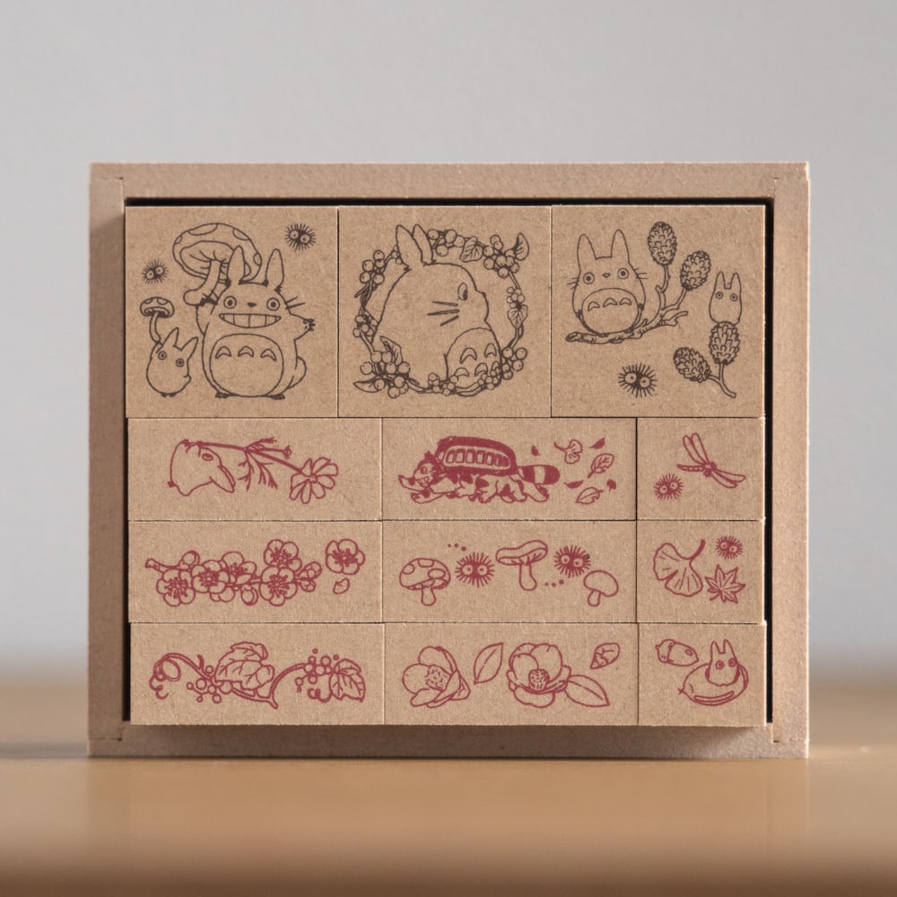 となりのトトロ 木製草花はんこ/ スタンプ 12個セット(秋冬/8908)