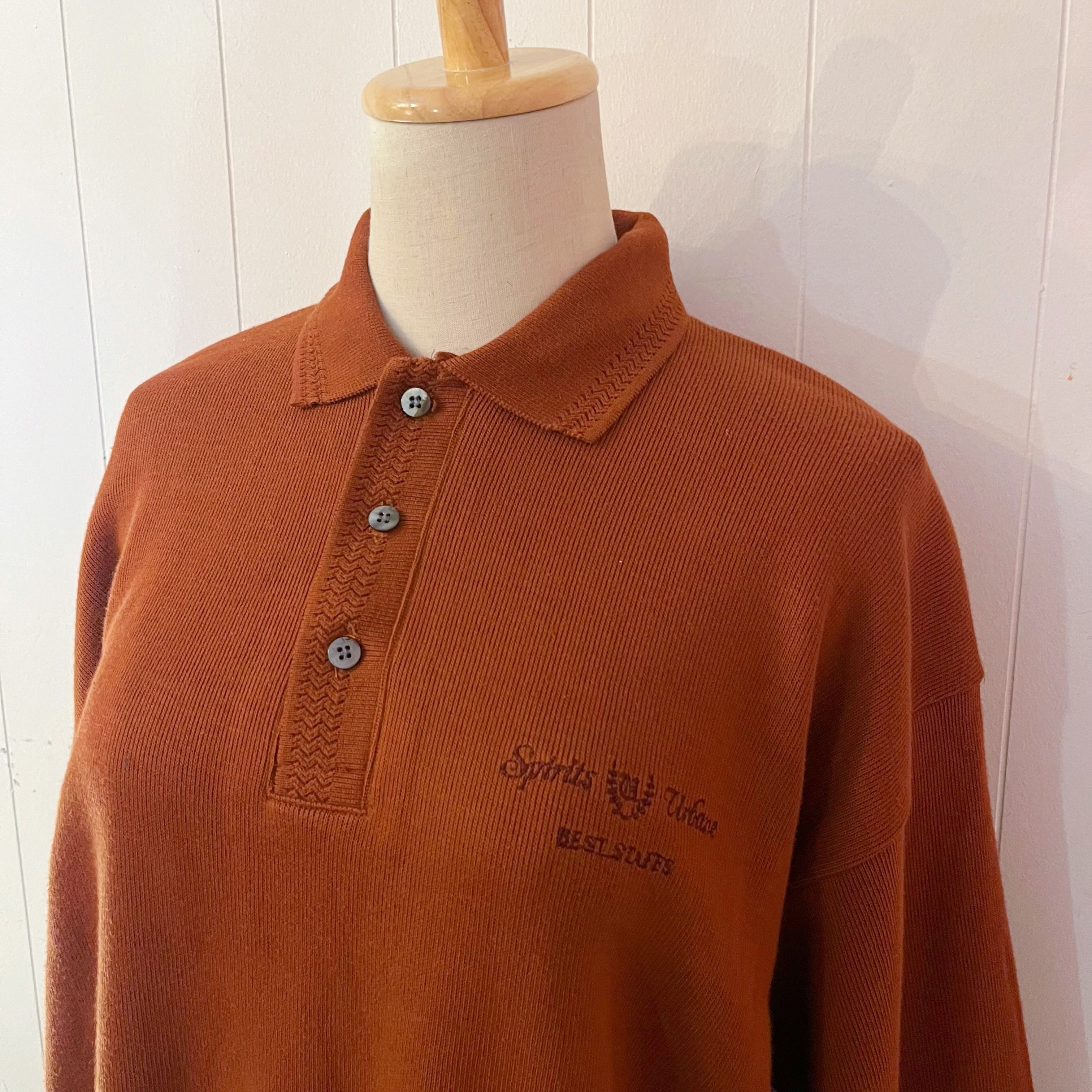 orange brown polo knit