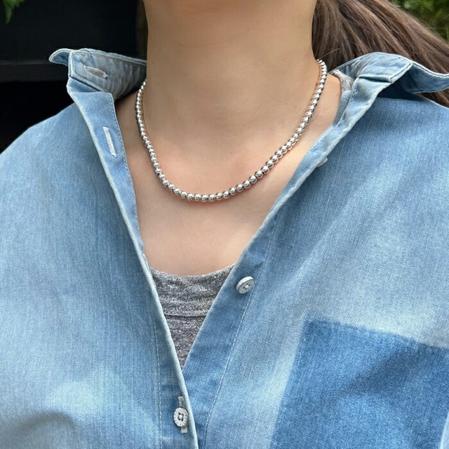 ［シルバー925］　ビーズチェーンネックレス [EM-933N] ＃EN Tokyo ＃esperanto エスペラント