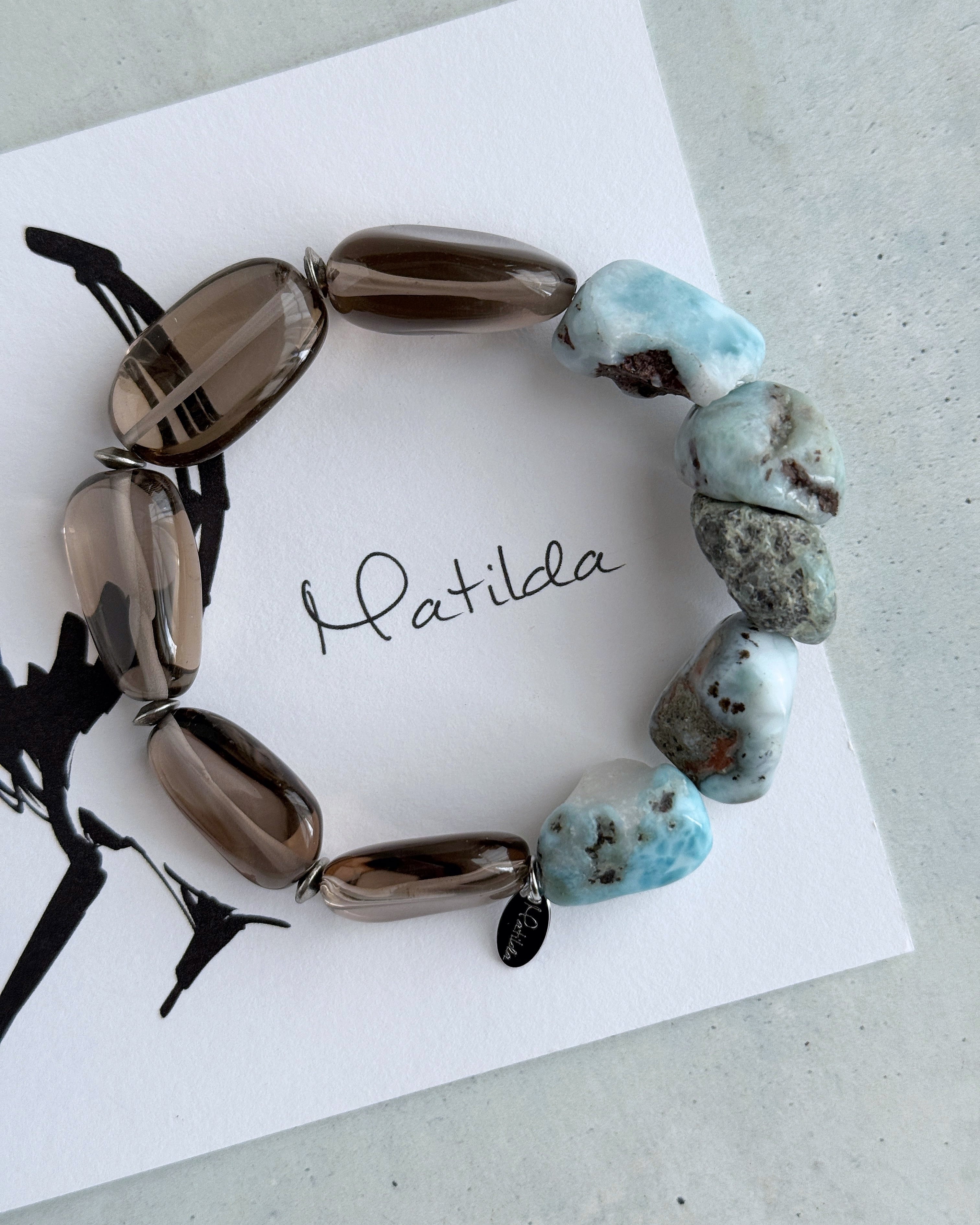 bicolor bracelet(ラリマー×スモーキークォーツ)