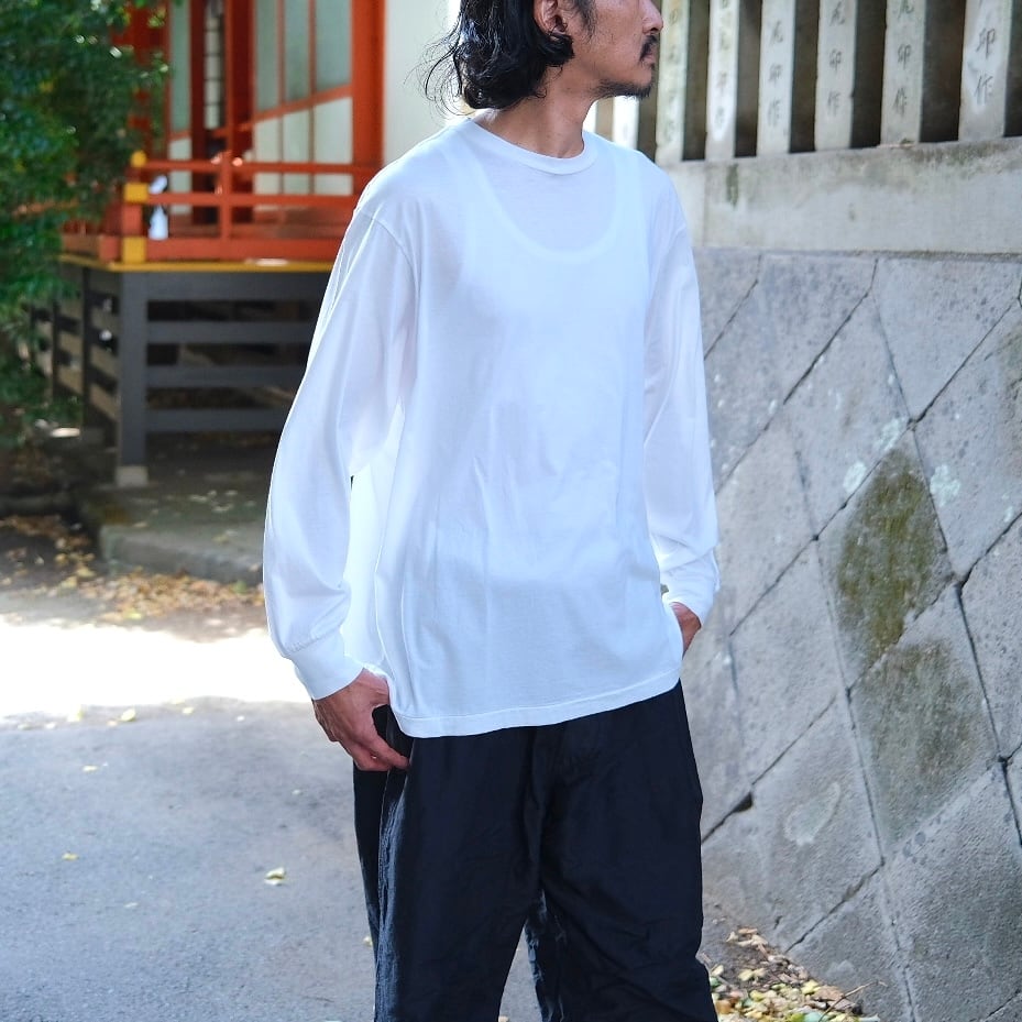 COMOLI(コモリ) / コットンジャージ長袖Tシャツ-WHITE-(C03-05004) | Signs