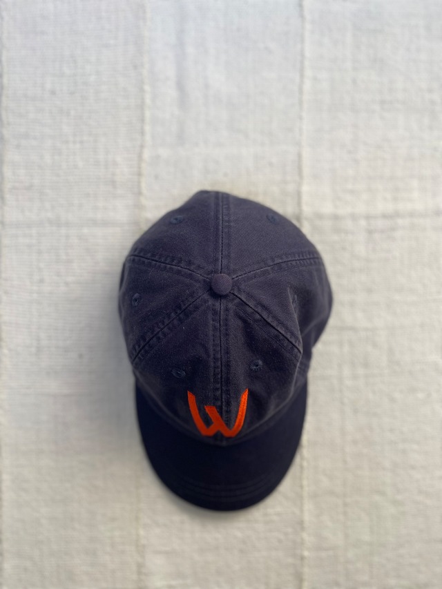 Adams W  Adjustable Leather Strap Back Hat Cap Navy Orange