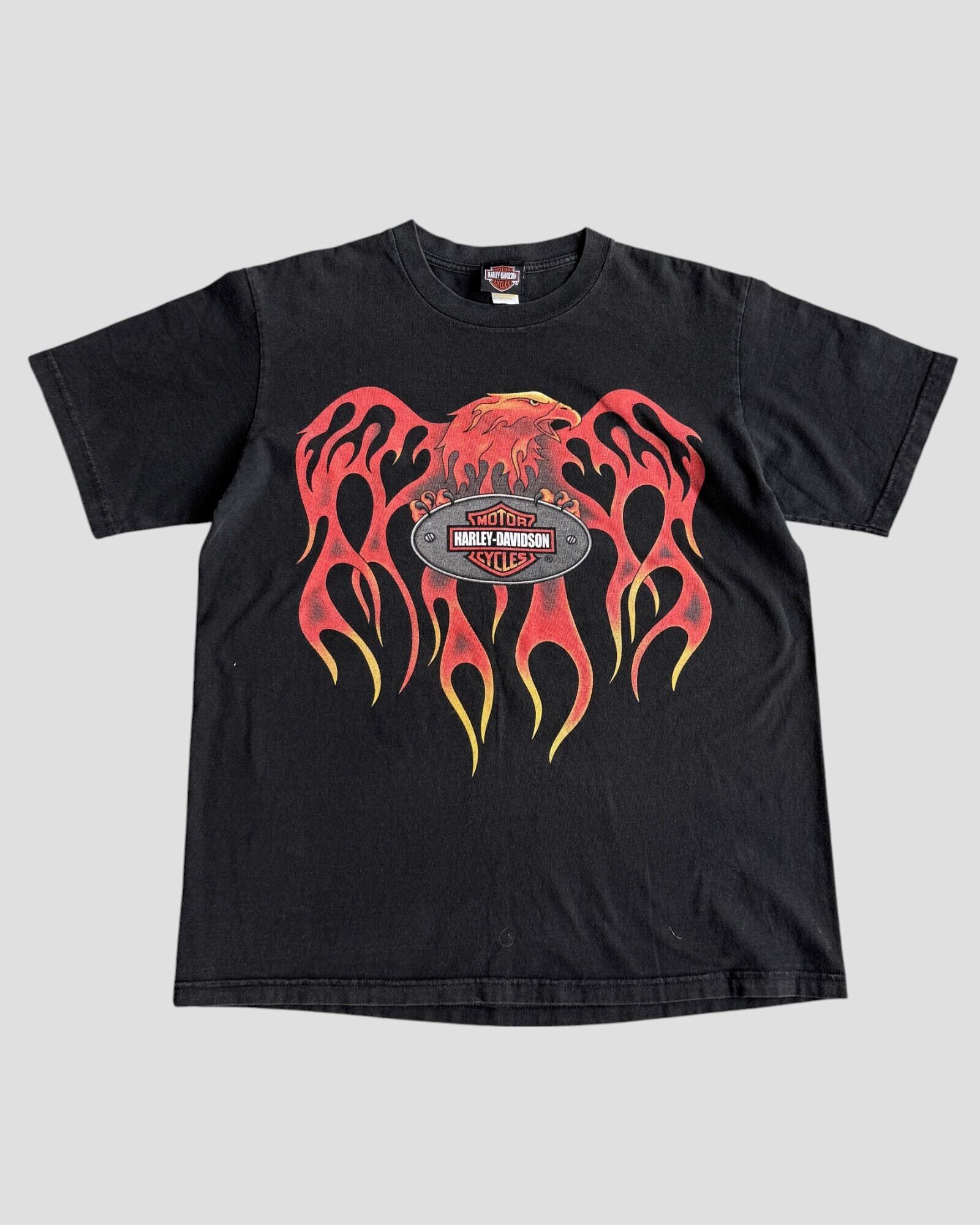 Harley Davidson red fire flamered Tシャツ