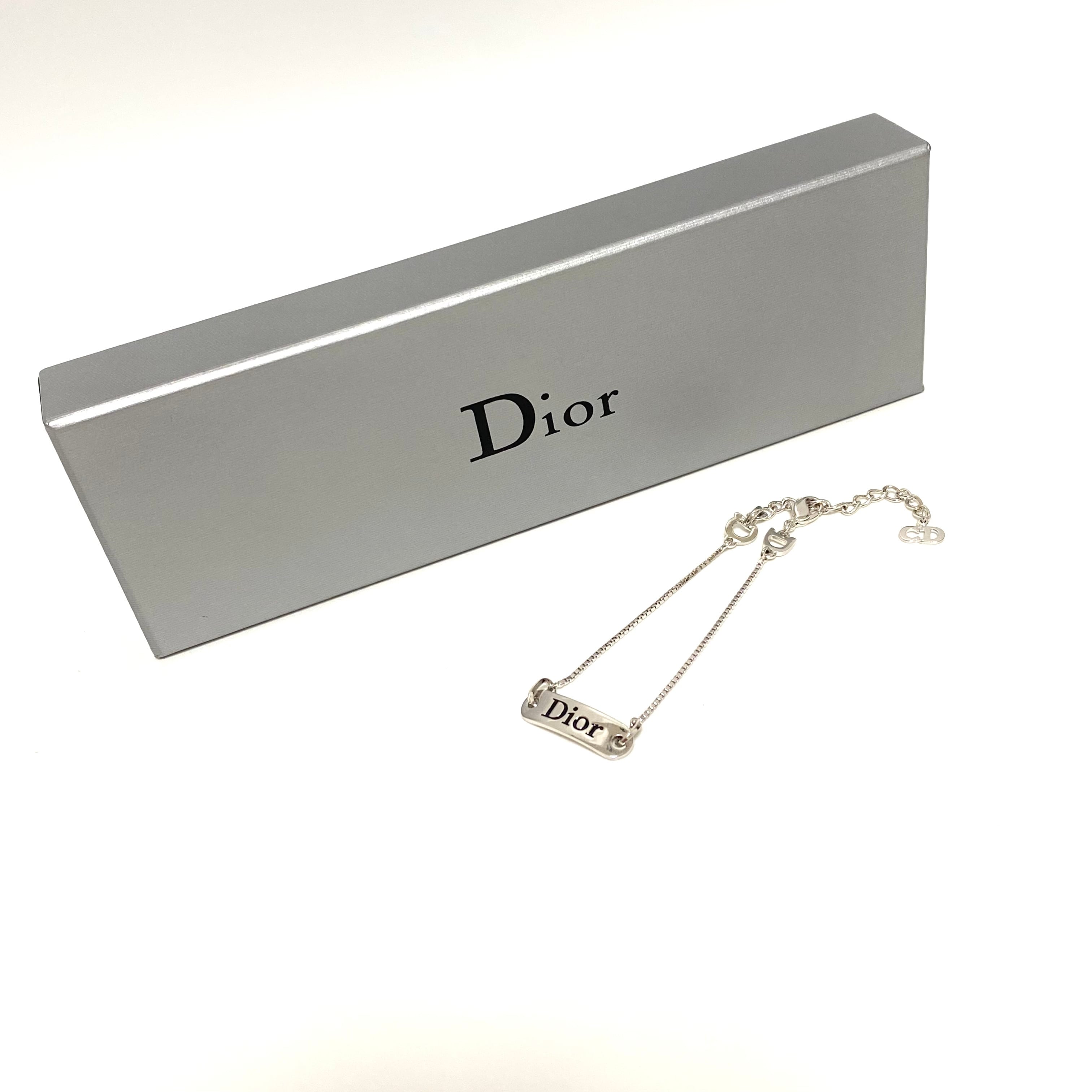 Christian Dior ディオール ロゴプレート ブレスレット シルバー