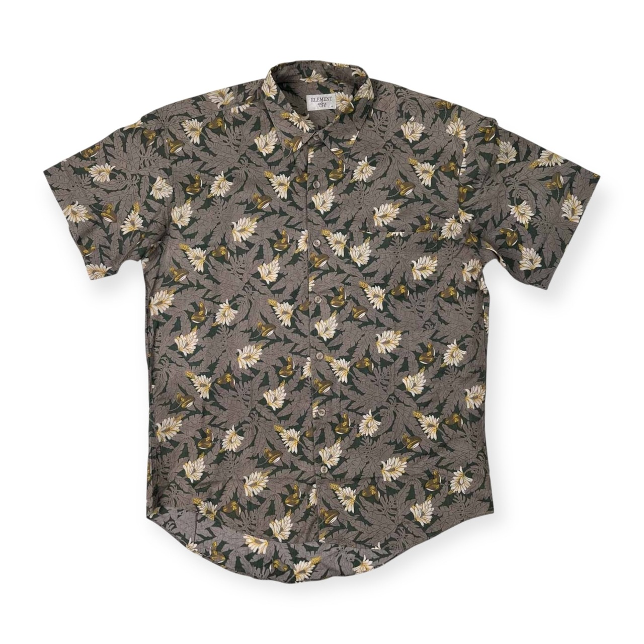 90s SIMPLE LIFE シンプルライフ ELEMENT エレメント 総柄 半袖シャツ サイズ M /メンズ/グレー系/レナウン/ビンテージ
