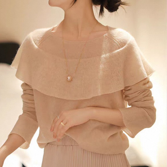 プルオーバーニット　フリルネック　S0314